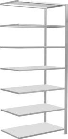 Schulte Anbauregal Büro-Steckregal MULTIplus150 aus Stahl mit 7 Fachböden und Längenriegel, Farbe: Lichtgrau, B/T/H: 230 x 100 x 60 cm - Bild 1