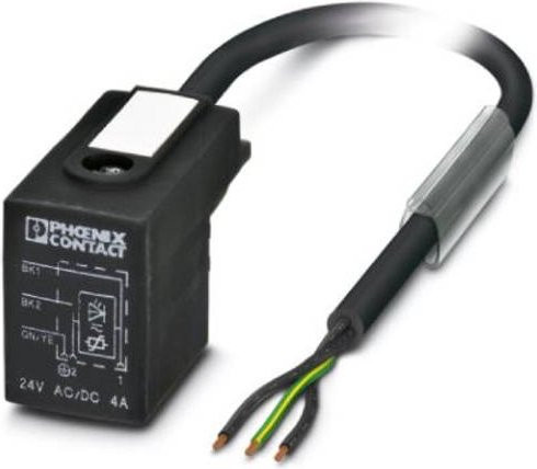 Phoenix Contact Ventilstecker SAC-3P- 5,0-PUR/BI-1L-V 1443200 mit angespritzter Leitung in Schwarz - Bild 1