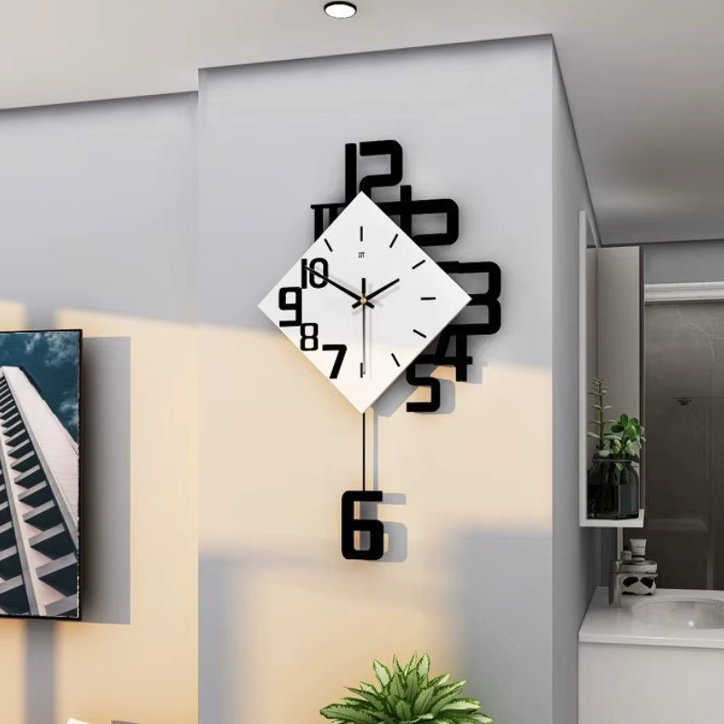 Moderne digitale Wanduhr von Oeny mit stillem Pendel aus Acryl für dein Wohnzimmer - Bild 2