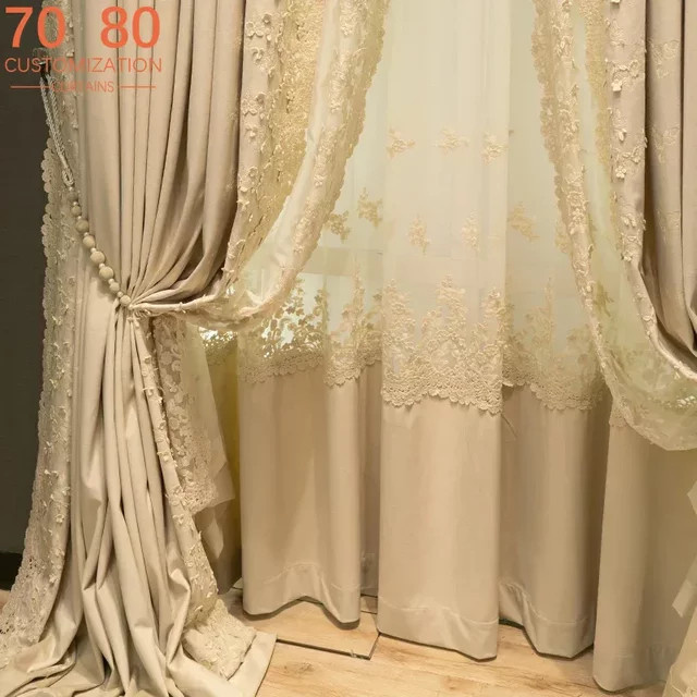 JESSANS Samtvorhang mit floraler Bestickung in Beige, Retro-Stil, Höhe: 250 cm, Breite: 200 cm - Bild 1