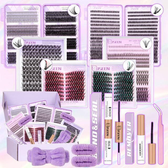 ISEEN Wimpernverlängerungsset, Mix-Stile, D-Locke, Einzelne Wimpern, Cluster - Bild 1
