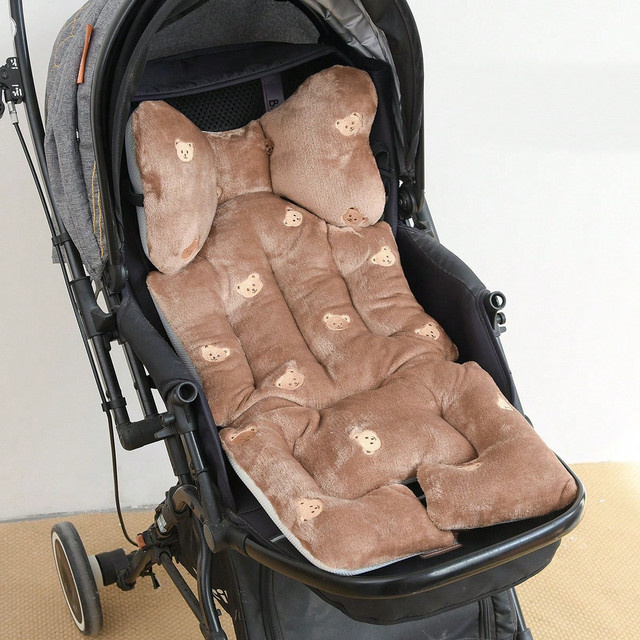 Baby Plus Samtkissen mit Stickerei für Kinderwagen in Braun - Bild 1