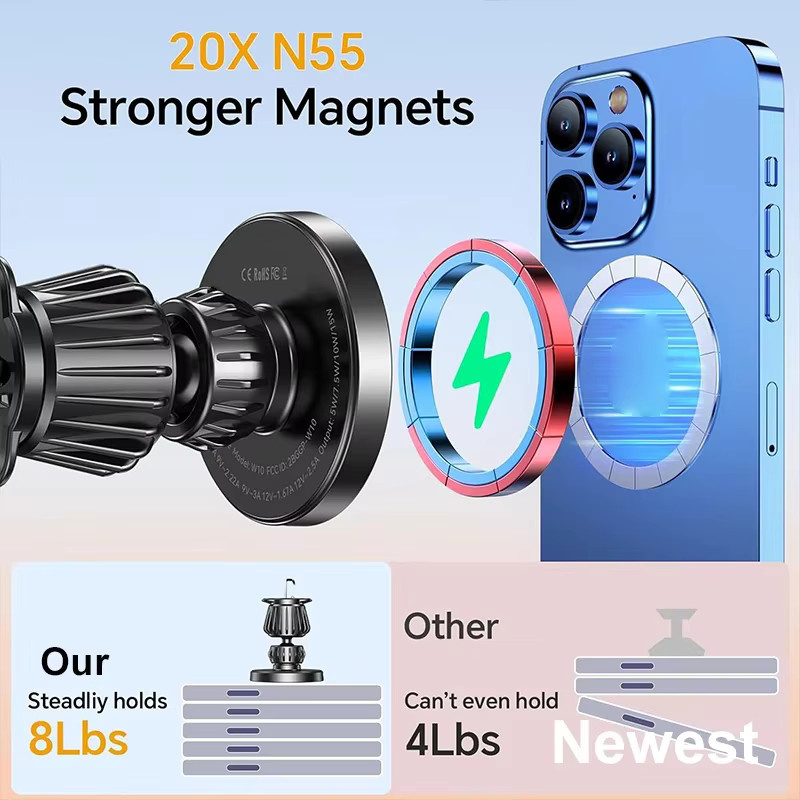 UYUXIO Magnetischer kabelloser Autotelefon-Ladegerät-Adapter in Schwarz mit 15 W für Armaturenbrett und Windschutzscheibe, kompatibel mit iPhone 16 15 14 Pro Max - Bild 5