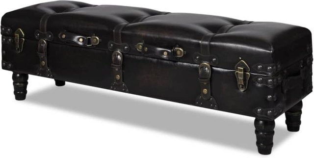 vidaXL Sitzbank mit Stauraum aus Kunstleder in Braun mit antikem Aussehen, B/T/H: 110 x 37 x 34 cm - Bild 3