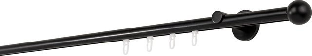 Ondeco Gardinenstange auf Maß Schwarz mit 1-lauf Innenlauf 20mm und Wandträgern 6,5cm - Bild 1