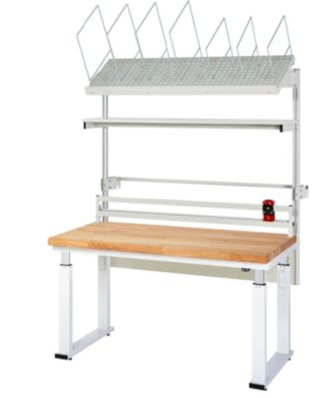 Rau Packtischsystem 03 Werbank-Serie adlatus 600 aus Buche-Massivholz und Stahl, B/T/H: 200 x 70 x 74-114 cm - Bild 2