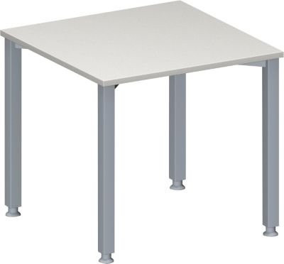 Schäfer Shop Genius Konferenztisch MODENA FLEX, quadratisch, höhenverstellbar, Farbe: lichtgrau/weißaluminium, B: 80 cm, T: 80 cm, H: 72-84 cm - Bild 1