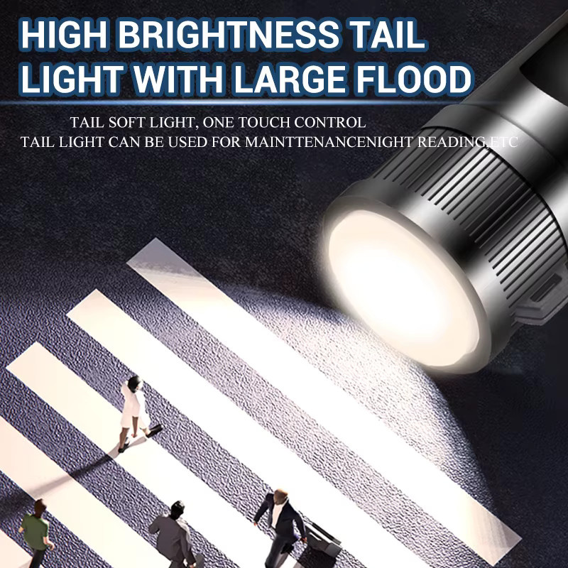 Heinast Handtaschenlampe in Schwarz, leistungsstarke wiederaufladbare Taschenlampe aus Metall mit Zoom für Outdoor-Abenteuer - Bild 3