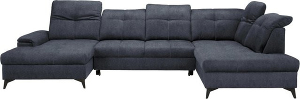 Mömax Wohnlandschaft Sierra in Graphit, U-Form mit verstellbaren Kopfstützen und Lift-up-Sitzfunktion, Breite: 364 cm, Tiefe: 230 cm, Höhe: 230 cm