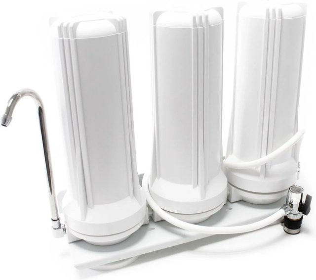 Naturewater Tr203 Countertop Wasserfilter mit 3 Stufen, Weiß, 0,5 l mit 5 µm Sedimentfilter und 5 µm Aktivkohlefilter - Bild 1
