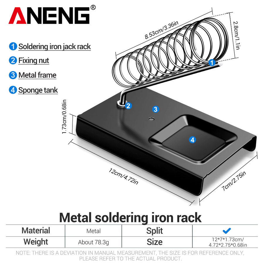 ANENG Universeller Lötkolbenständer aus Metall in Schwarz mit Lötspitzenreiniger für die Elektronikreparatur - Bild 3