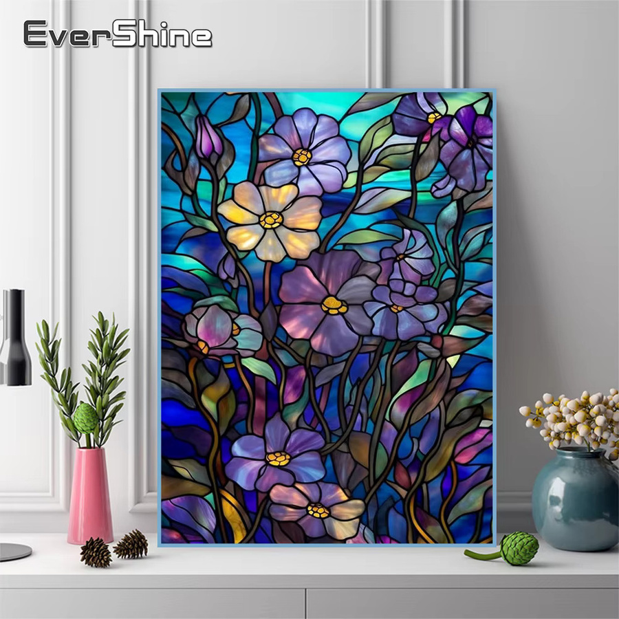 Evershine Diamantstickerei Set Blumenbild in Multicolour, quadratisches Mosaik-Malerei-Kit mit Glassteinen, B/B/H: 30,0 x 30,0 x 2,0 cm - Bild 3