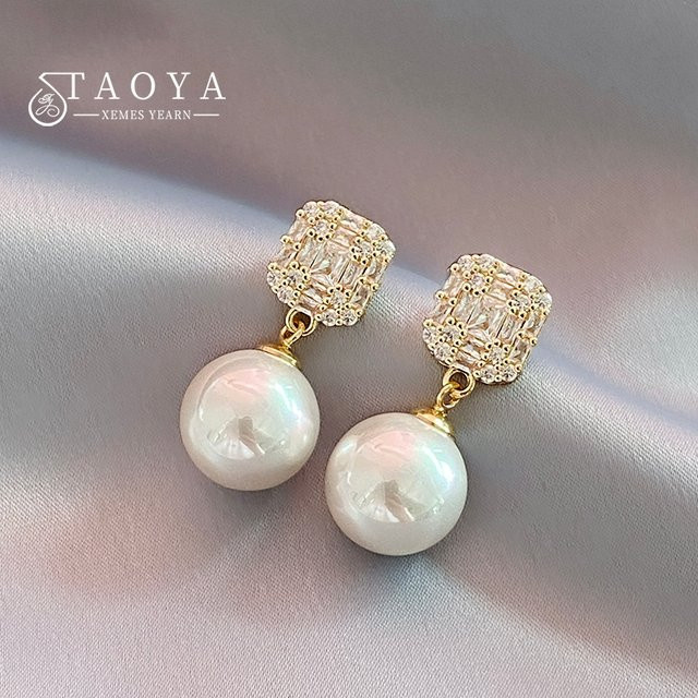 Taoya Ohrringe, Gold, Zirkonia, Kristall, Perle, Damen - Bild 1