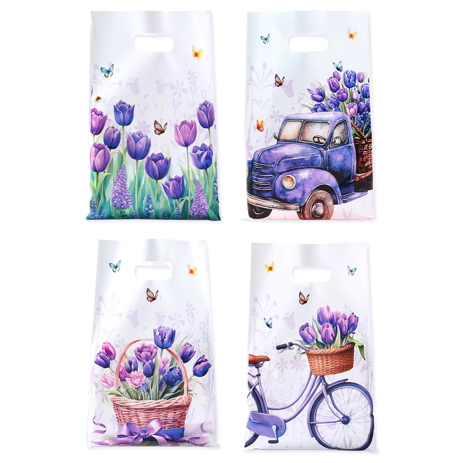 PATIMATE Tulpen Geschenkverpackungstüten aus Papier mit Blumen- und Schmetterlingsdesign in Multicolour für Geburtstag, Hochzeit und Party - Bild 3