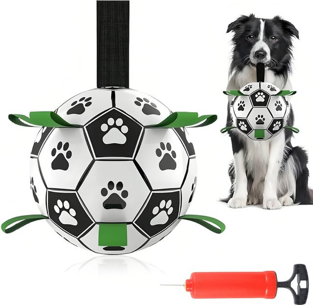 Damaly Interaktives Hunde-Fußballspielzeug mit Greifring, Wasserball - Bild 1