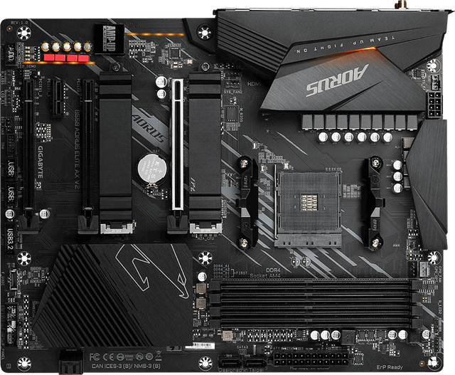 Gigabyte B550 AORUS ELITE AX V2 Mainboard AM4 ATX DDR4 Schwarz mit Wi-Fi - Bild 1