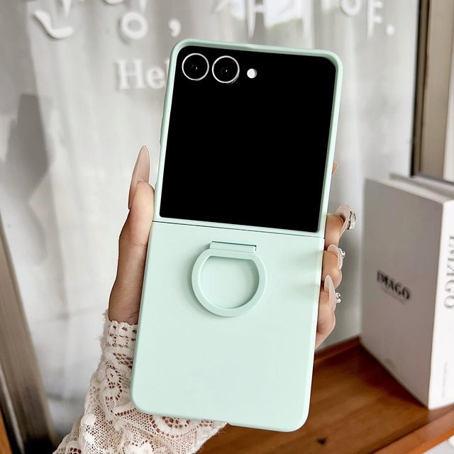 Silikon Schutzhülle mit Ring und Farbverlauf für Samsung Galaxy Z Flip 7 FE und Z Flip 6 in Grün Matt - Bild 1