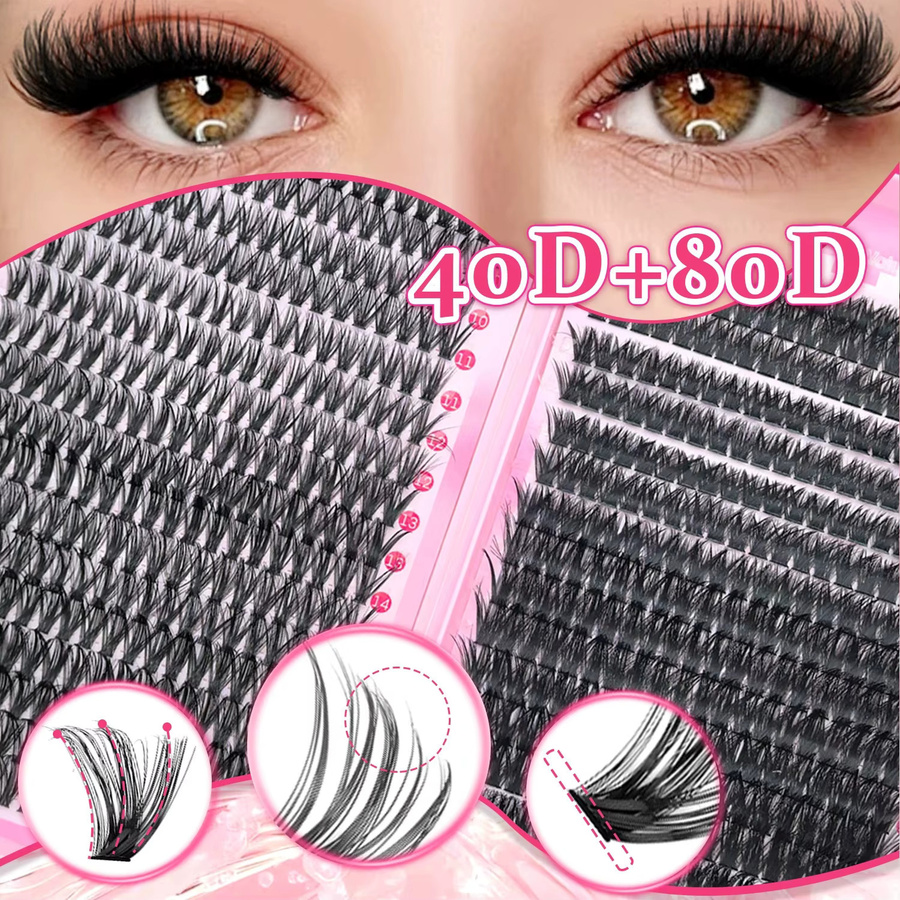 WINKLURE Wimpernverlängerungsset, 800 Stück, Wispy Einzelwimpern Mix 9-18mm - Bild 2