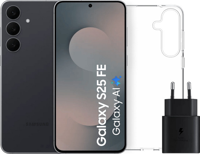 Samsung Galaxy S25 FE 5G Smartphone 128GB Schwarz mit Zubehörset - Bild 1