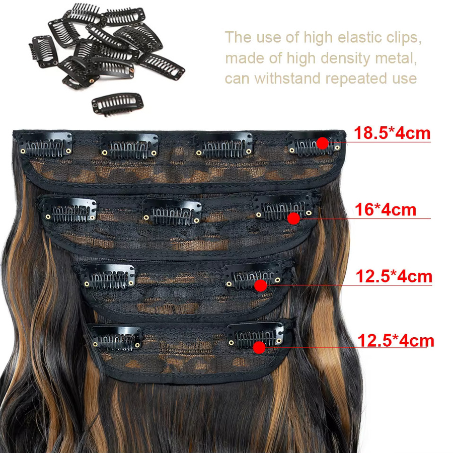 S-noilite Clip-in-Haarverlängerungen, gewellt, 22 Zoll, 4 Stück, Damen - Bild 3