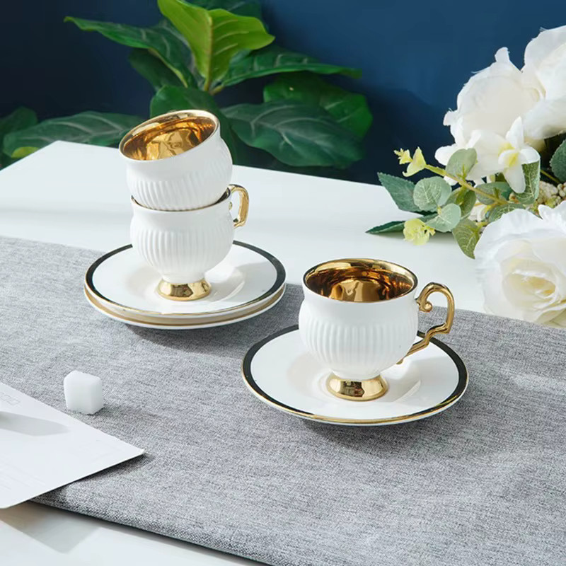 Exquisites Keramik-Teetassen-Set in Weiß mit 90 ml Fassungsvermögen im europäischen Stil - Bild 6