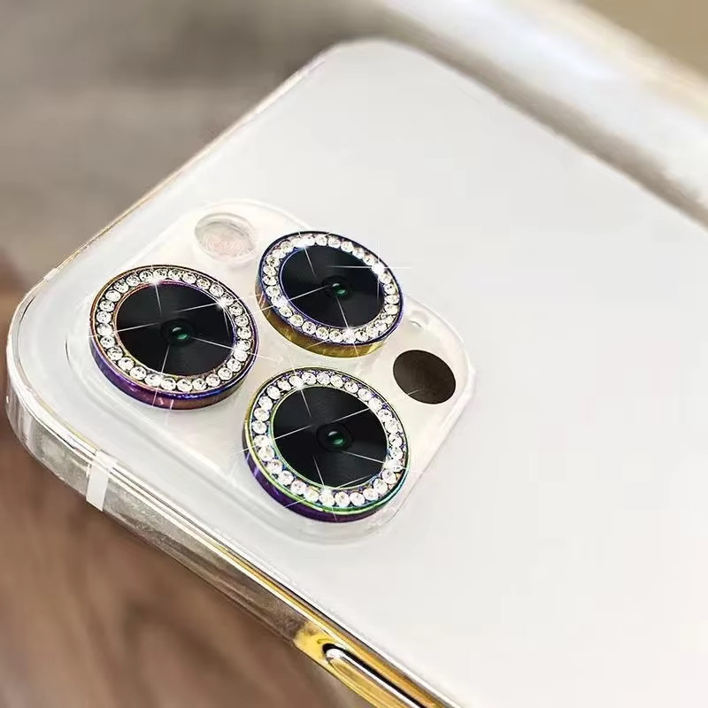 2-3 Stück Kamera Schutz Set für iPhone 15 und 16 Pro Max / Plus mit Diamant Metall Ring und gehärtetem Glas in Gold und Silber - Bild 3
