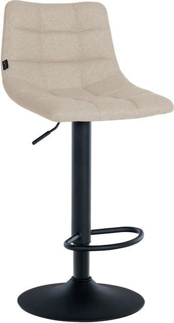 DELUKE Barhocker DUBAI mit Lehne, Barstuhl aus Stoff und Metall in Creme und Schwarz, B/T/H: 43,0 x 46,5 x 108,5 cm - Bild 1