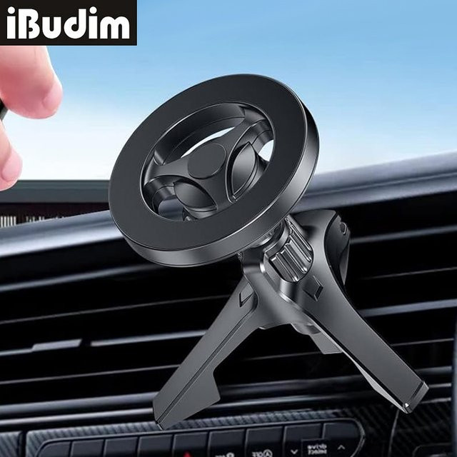 iBudim Magnetische Lüftungshalterung für das Auto in Schwarz, kompatibel mit MagSafe iPhone 17 Pro Max sowie Samsung und Xiaomi - Bild 1