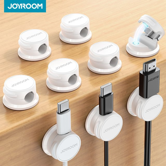 Joyroom 9-teiliges Kabelmanagement-Set mit magnetischen Kabelclips und selbstklebenden Kabelhaltern in Schwarz - Bild 1