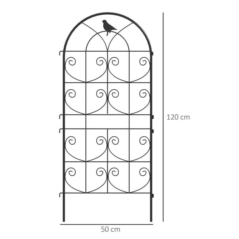 Outsunny Rankgitter Metall 2er Set mit Vogeldesign in Schwarz, Rankhilfe für Kletterpflanzen, B/H/T: 50 x 120 x 50 cm - Bild 4