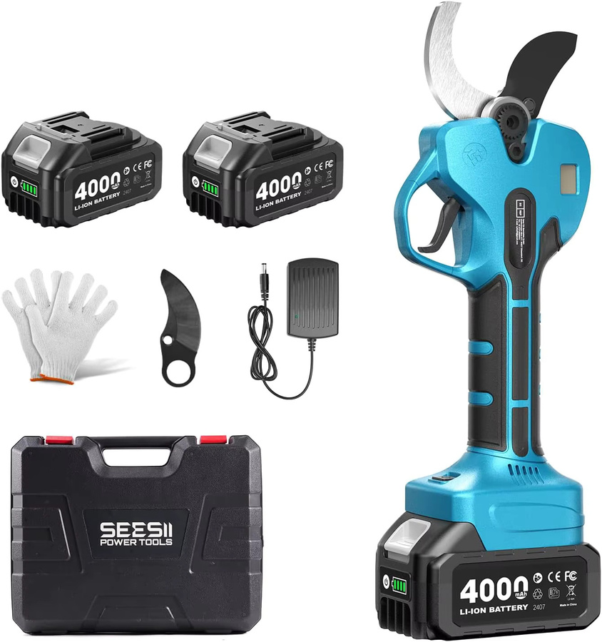 Seesii Elektrische Gartenschere mit 50mm SK5 Bypass-Klingen, kabelloser 800W bürstenloser Gartentrimmer für Makita 18V Akku - Bild 2