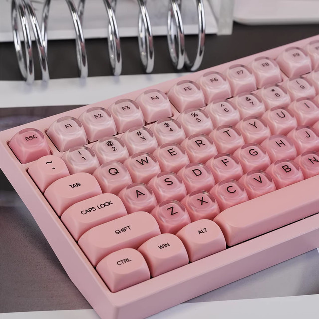 Taoyao Foundation Gradient Matte Tastenkappen in Pink, 130 Stück, Rundes HOA-Profil aus PC+PBT für mechanische Tastaturen (68/75/87/98/108 Layout) - Bild 1