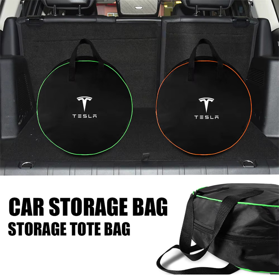 Tesla Auto-Ladekabel-Aufbewahrungsbox und Organizer-Tasche für Model 3, Model S, Model X, Model Y und Roadster in Schwarz oder Orange - Bild 3