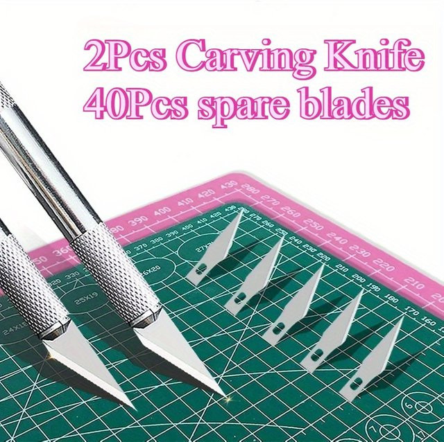TWBEB Skalpell Messer Set aus Metall in Silber mit 42 Klingen für Bastelarbeiten und Reparaturen - Bild 1
