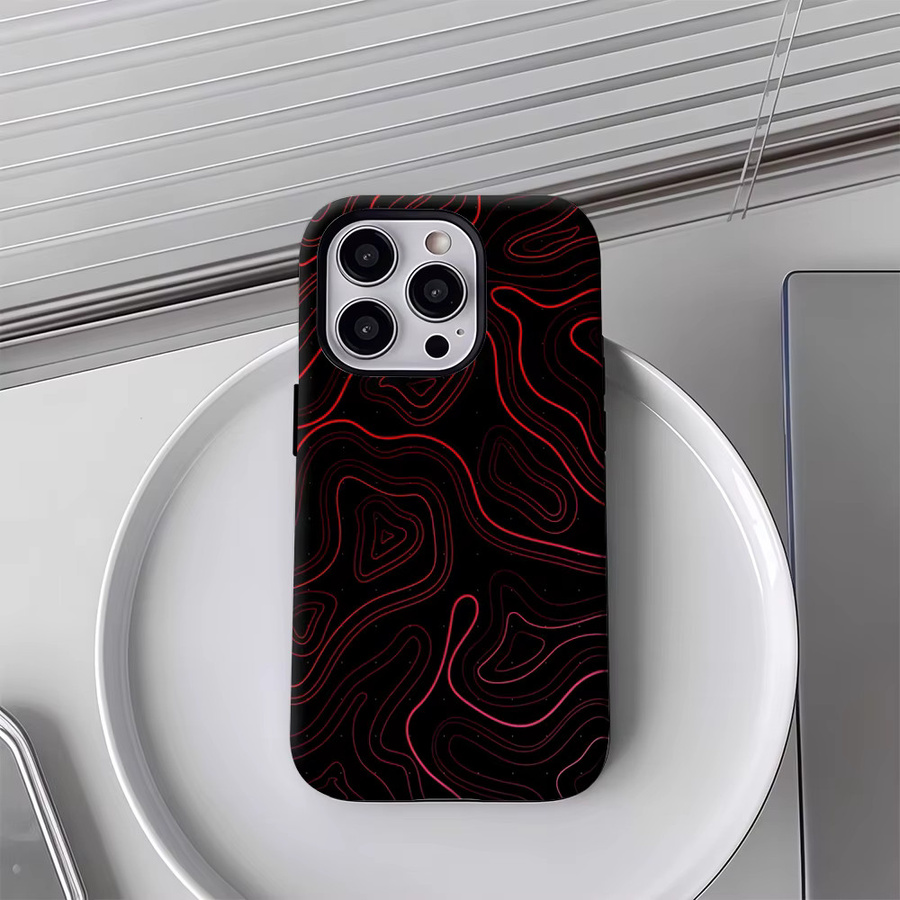 Robuste Topo Handyhülle von Potdemiel für iPhone 17 16 15 14 13 Pro Max Plus in Rot mit Magnetfunktion und Doppel-Schicht-Schutz - Bild 4