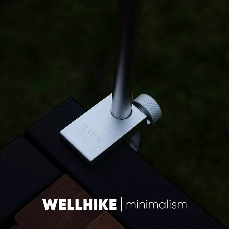 Wellhike Outdoor SWS IGT Camping Tisch aus Edelstahl mit Rollen und Lichtmast in Schwarz und Silber - Bild 2