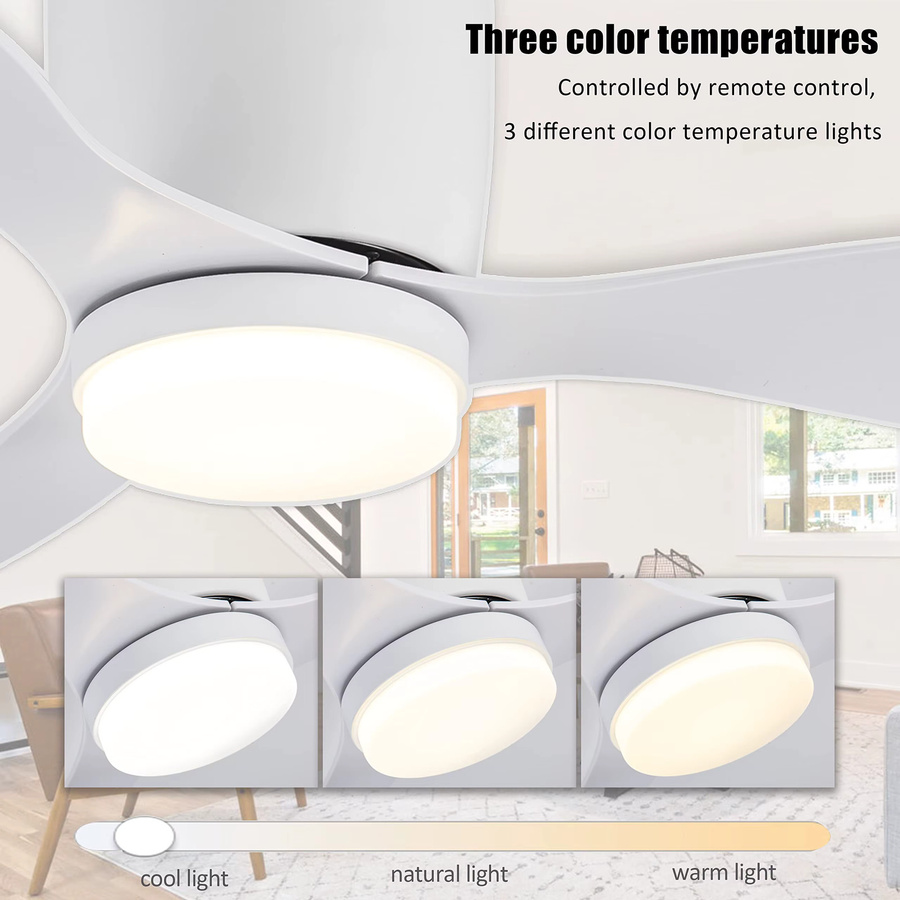 Jelena Deckenventilator mit integriertem LED-Licht und Fernbedienung, 52 Zoll, Schwarz - Bild 2