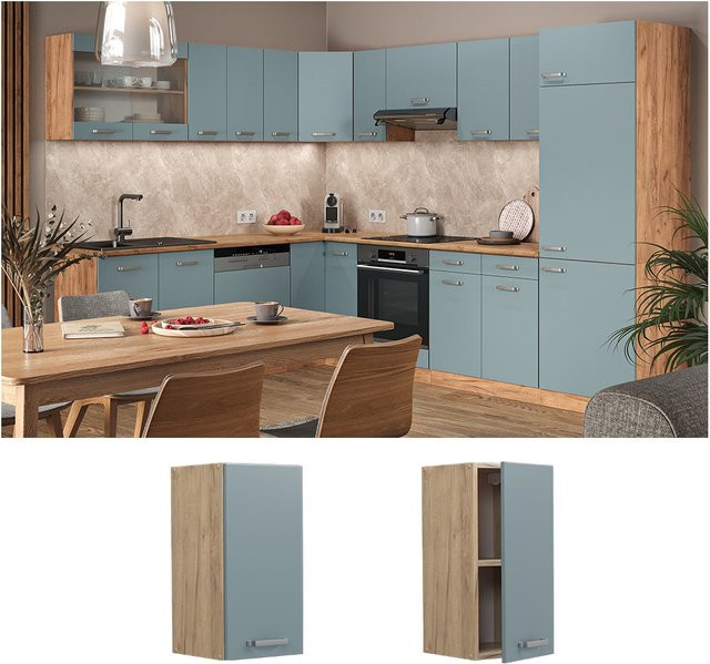 Vicco Hängeschrank R-Line Küchenschrank in Eiche mit Blau-Grau, modern - Bild 1