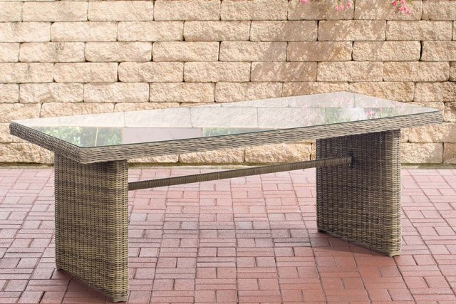 TPFGarden Tisch Fonda XL in Braun aus Rattan und Aluminium für den Garten - Bild 1