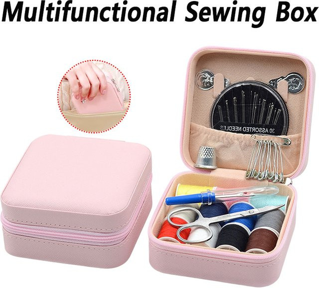 Tragbare multifunktionale Nähbox in Pink für DIY Handnähwerkzeug-Set und Stickgarn Zubehör aus Kunststoff - Bild 1