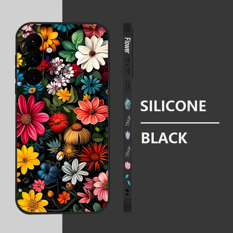 Samsung Handyhülle mit Blumenmuster in Lila und Multicolour aus weichem TPU für Galaxy S24 S25 S26 Ultra A57 A17 A56 A16 A55 A15 A54 A36 5G - Bild 3