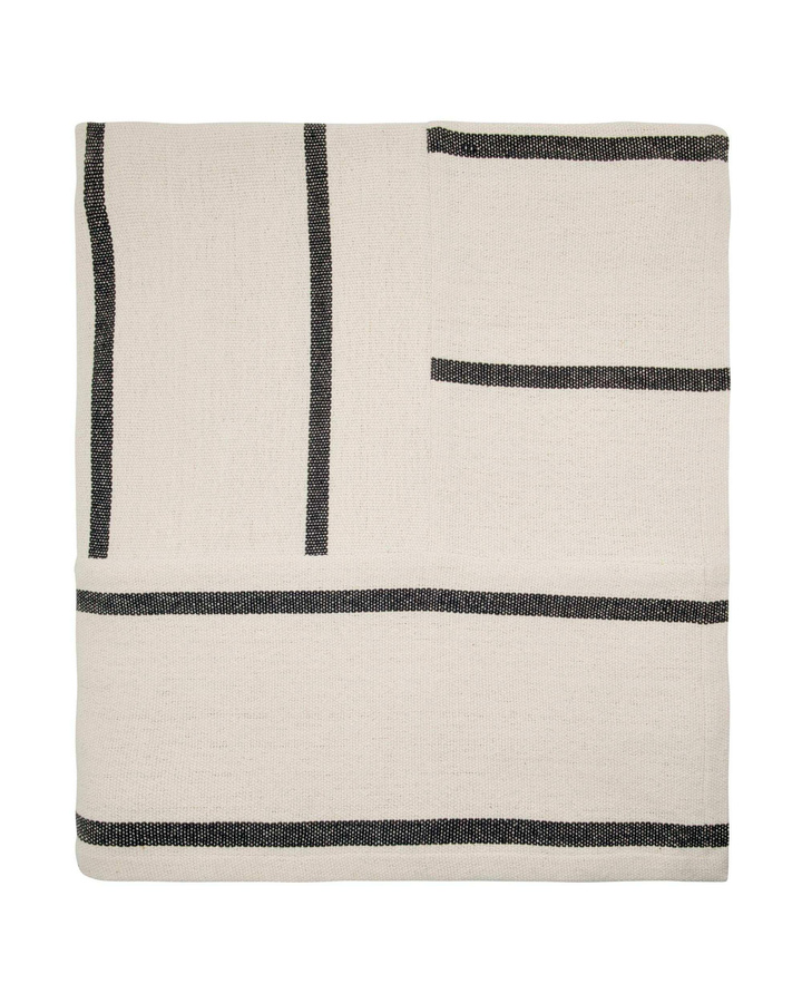 House Doctor Plaid Nula Decke aus Baumwolle gestreift braun off-white white B/B: 160 x 240 cm - Bild 1