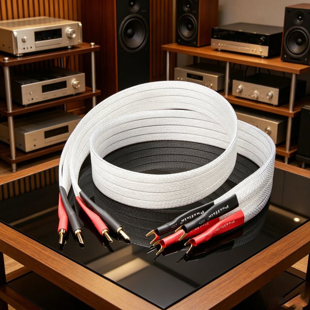Preffair HIFI Lautsprecherkabel Paar 8N OCC versilbert mit PTFE-Isolierung in Silber - Bild 1