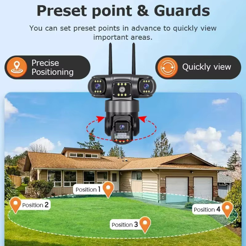 Multi-Objektiv 4G PTZ Kabellose CCTV-Kamera in Schwarz für die wetterfeste Smart Home Außenüberwachung mit Echtzeit-Fernvideoüberwachung - Bild 4