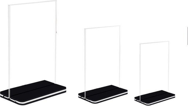 Transparente Acryl Menü Displayständer für A4 Dokumente in vertikaler Ausrichtung als Tischkartenhalter und Fotoschutz - Bild 1