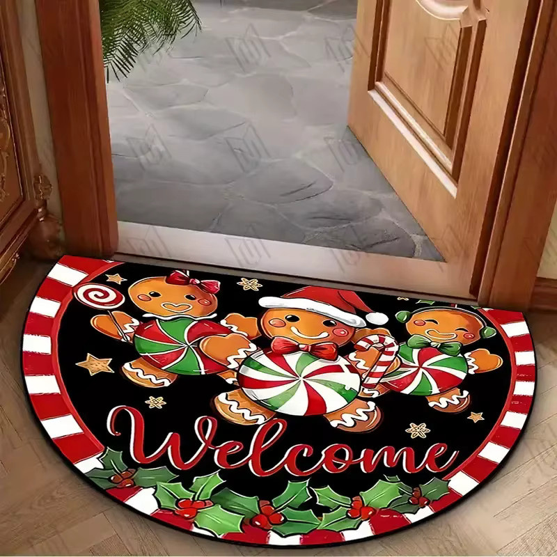 VIKAMA Weihnachtliche Welcome Bodenmatte mit Lebkuchenmann Motiv in Multicolour, wasserabsorbierende Fußmatte für den Eingangsbereich oder das Badezimmer - Bild 2