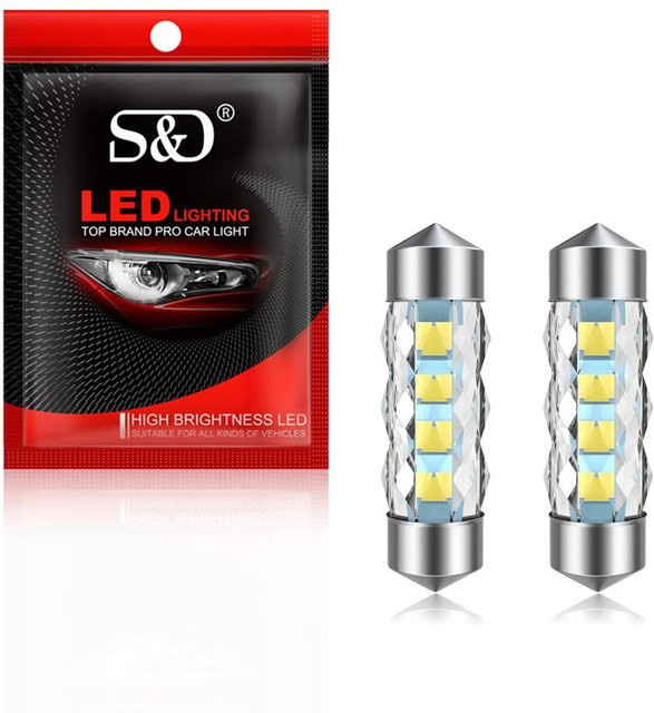 2 Stück 360° C5W C10W LED-Glühbirnen Canbus Soffitte für Auto Innenlicht, Dom- und Leseleuchte, 6000K Weiß, 31mm - Bild 1