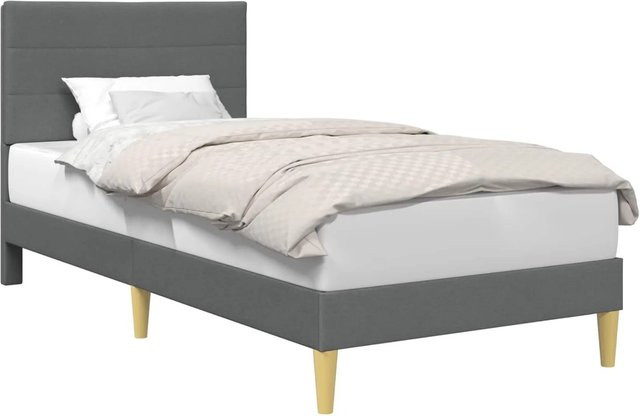 vidaXL Bettrahmen mit Kopfteil in Dunkelgrau aus Stoff und Holz, B/T/H: 90 x 200 x 94 cm - Bild 1