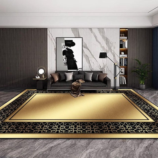 Luxuriöser Teppich JGJG in Gold mit europäischem Design, waschbar und rutschfest, B/T: 180 x 250 cm - Bild 1