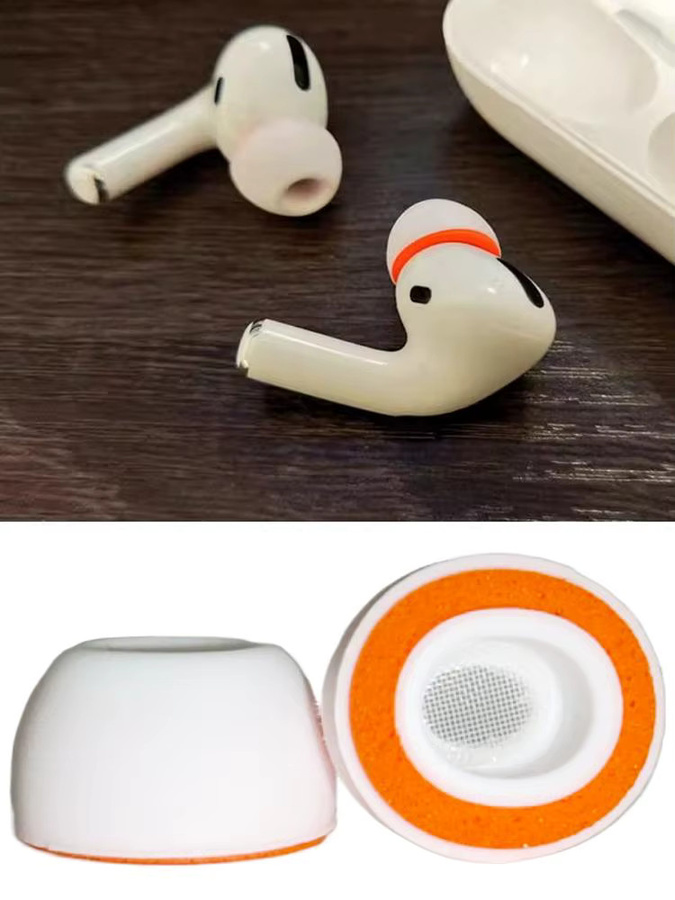 2 Stück Silikonschaum-Ohrpolster in Weiß als Ersatzzubehör für Apple AirPods Pro 3 In-Ear Bluetooth Kopfhörer - Bild 5